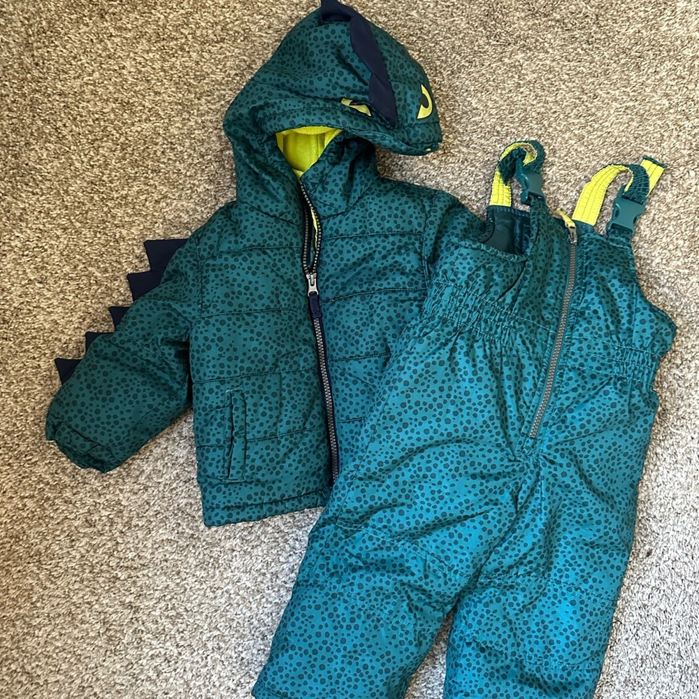 Dinosaur-Themed Green Toddler Snowsuit by Carter's